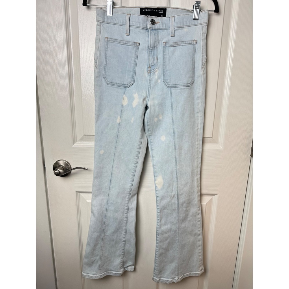 Veronica Beard Jeans Women 26 Blue Flare Patch Pocket Seam Detail High Rise